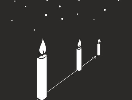 Drawing of candles in a row